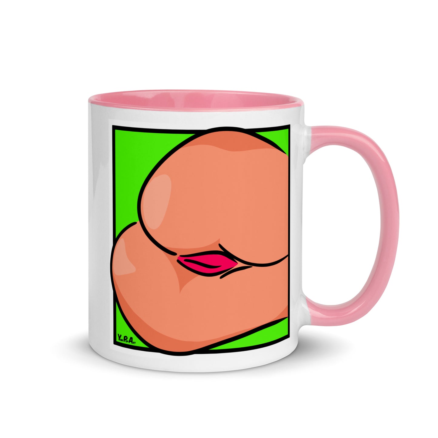 Tasse YoniPopArt "Backside #3 on green" mit farbiger Innenseite