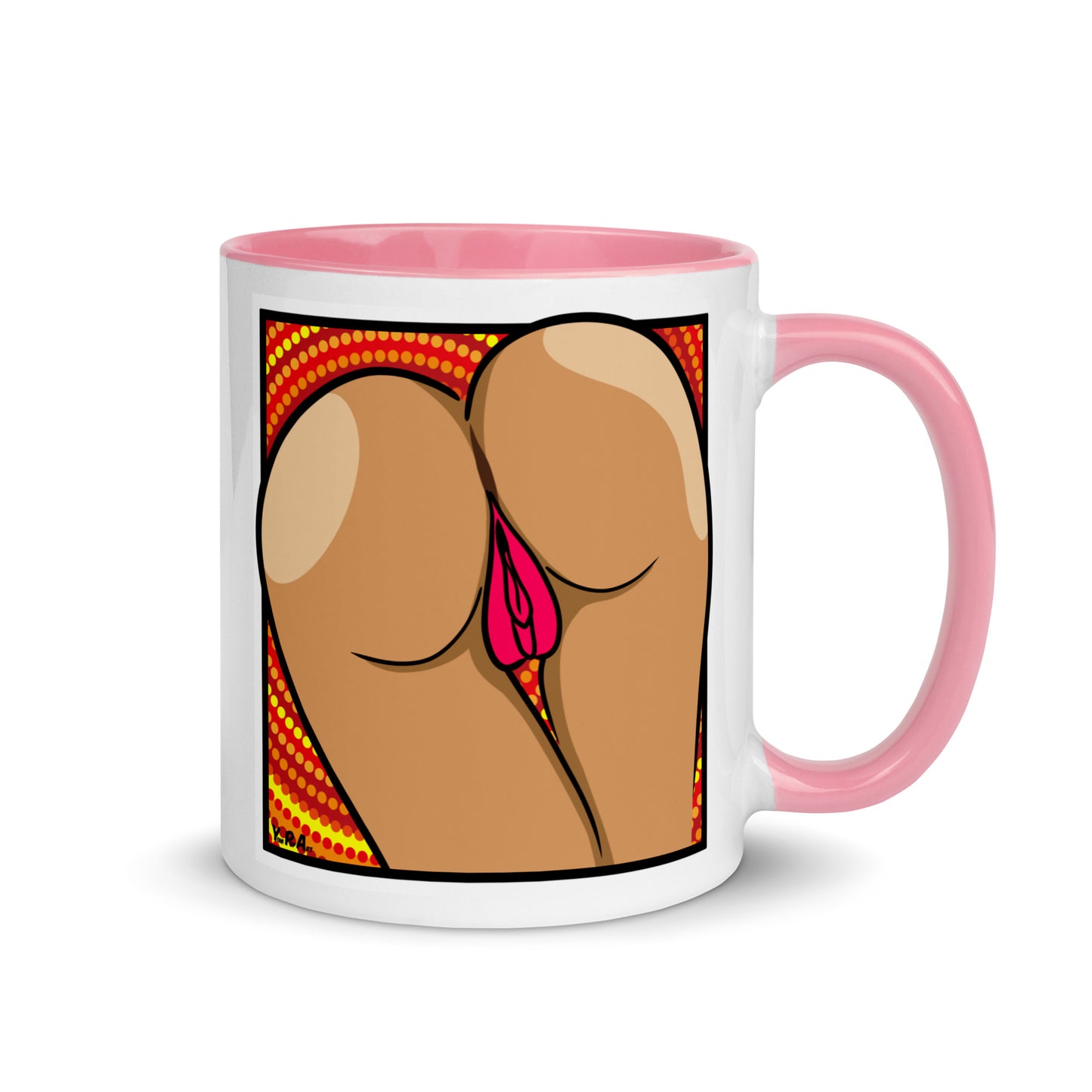 Tasse YoniPopArt "two lips backside" mit farbiger Innenseite