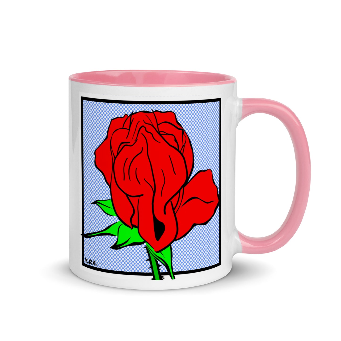 Tasse YoniPopArt "Rose" mit farbiger Innenseite
