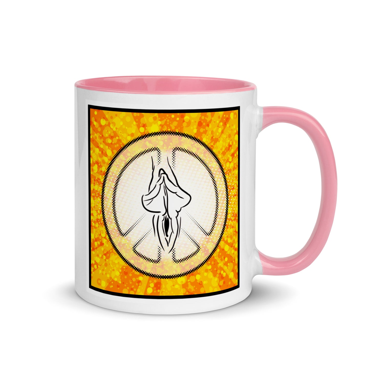 Tasse YoniPopArt "Peace" mit farbiger Innenseite