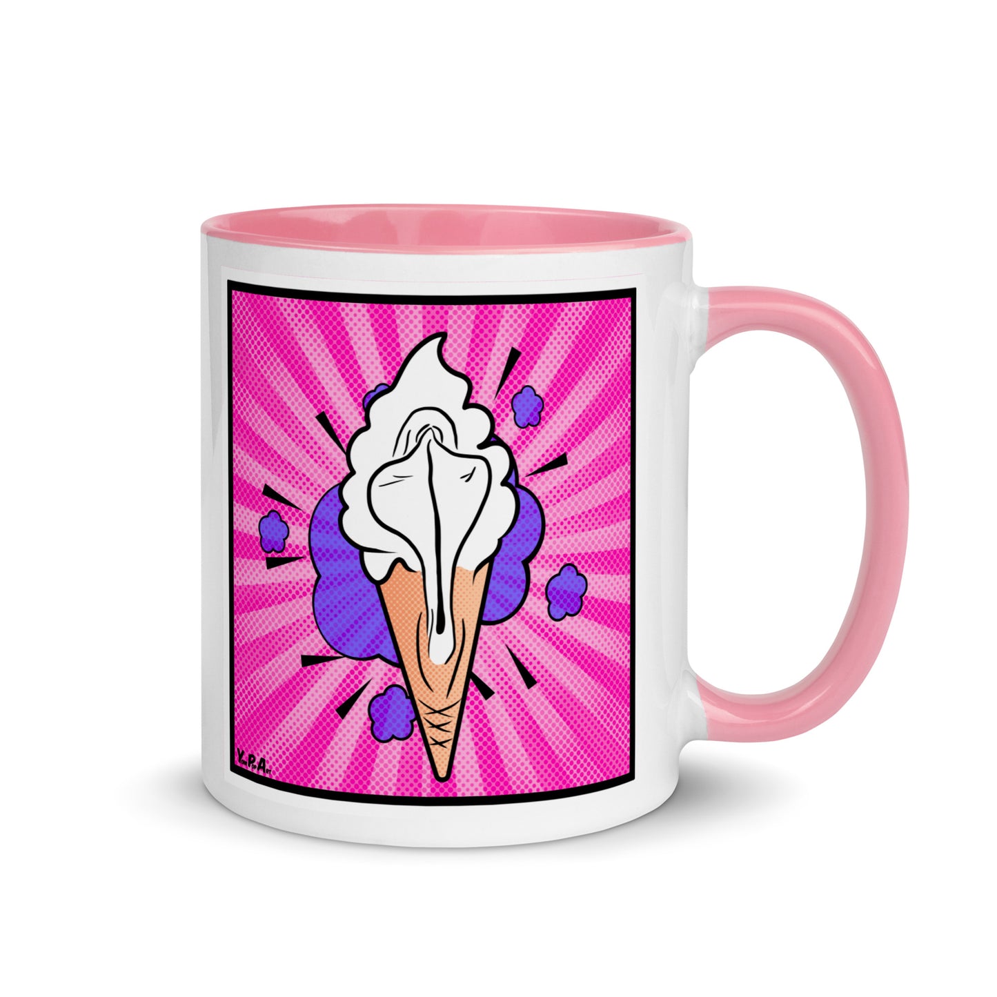 Tasse YoniPopArt "lick' it" mit farbiger Innenseite