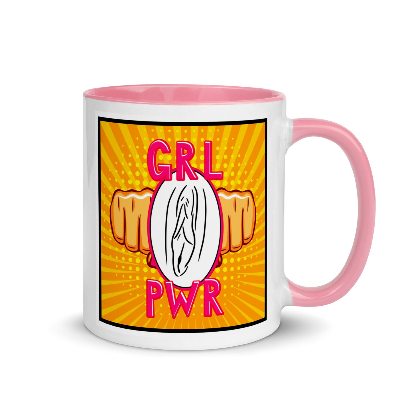 Tasse YoniPopArt "GRLPWR" mit farbiger Innenseite
