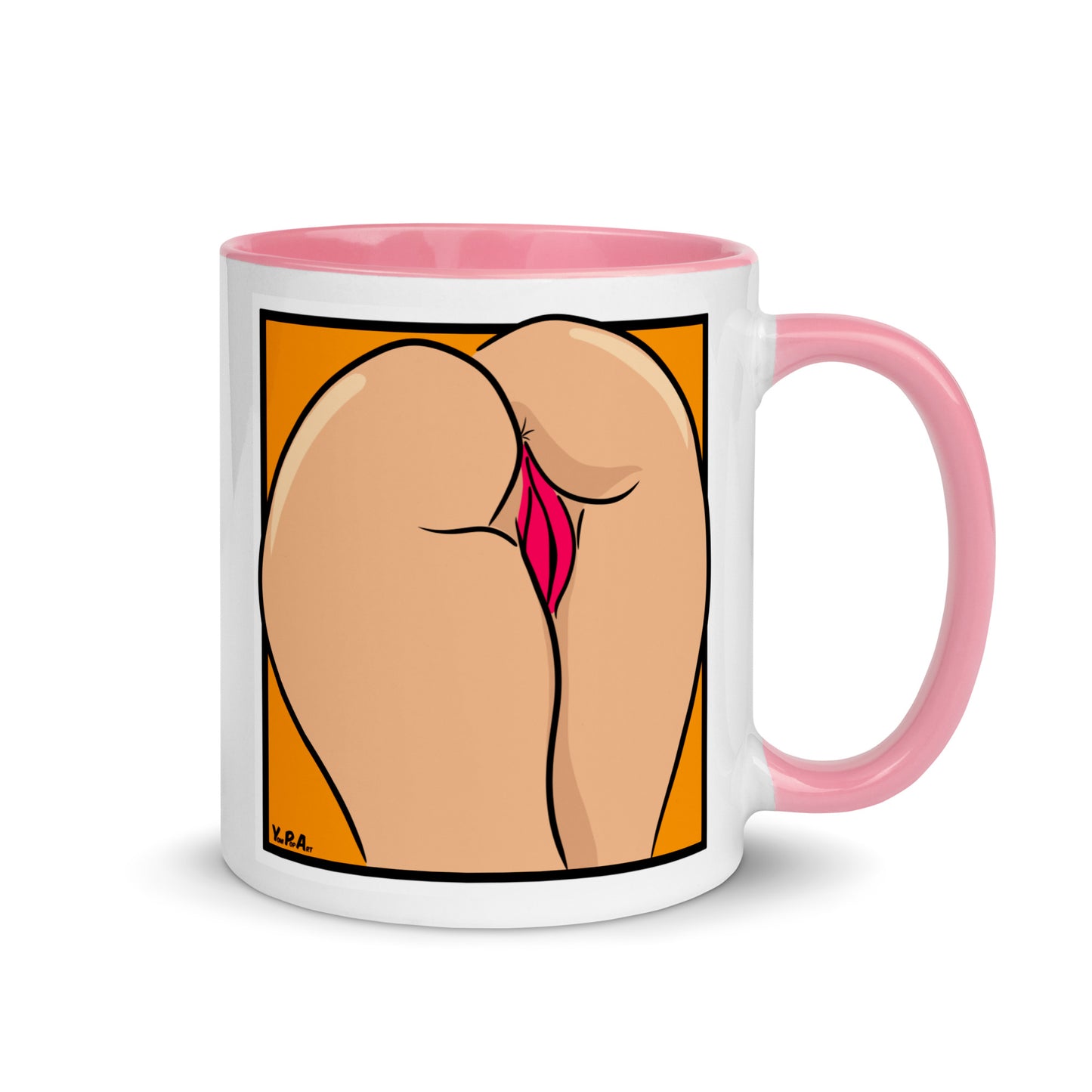 Tasse YoniPopArt "Backside on orange" mit farbiger Innenseite