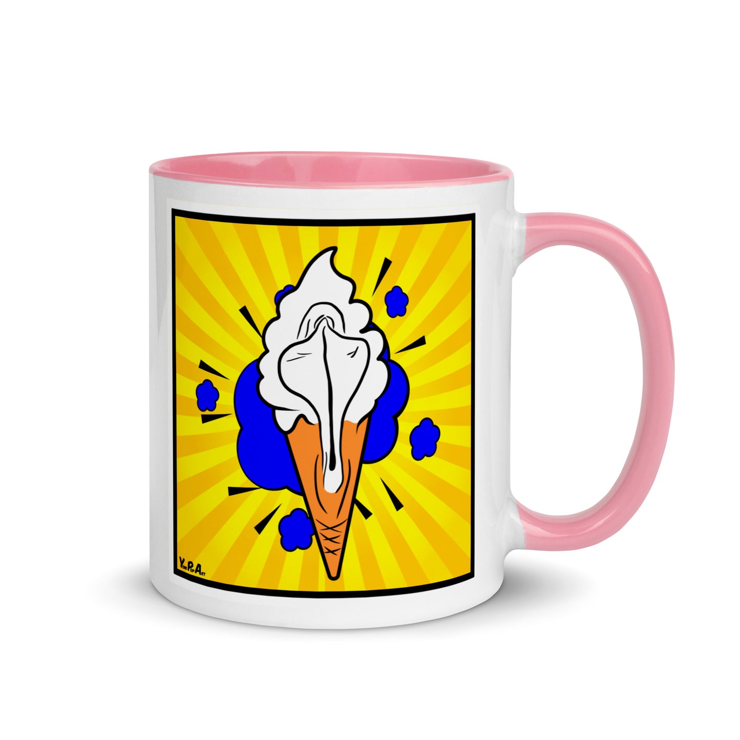 Tasse YoniPopArt "Lick it baby" mit farbiger Innenseite