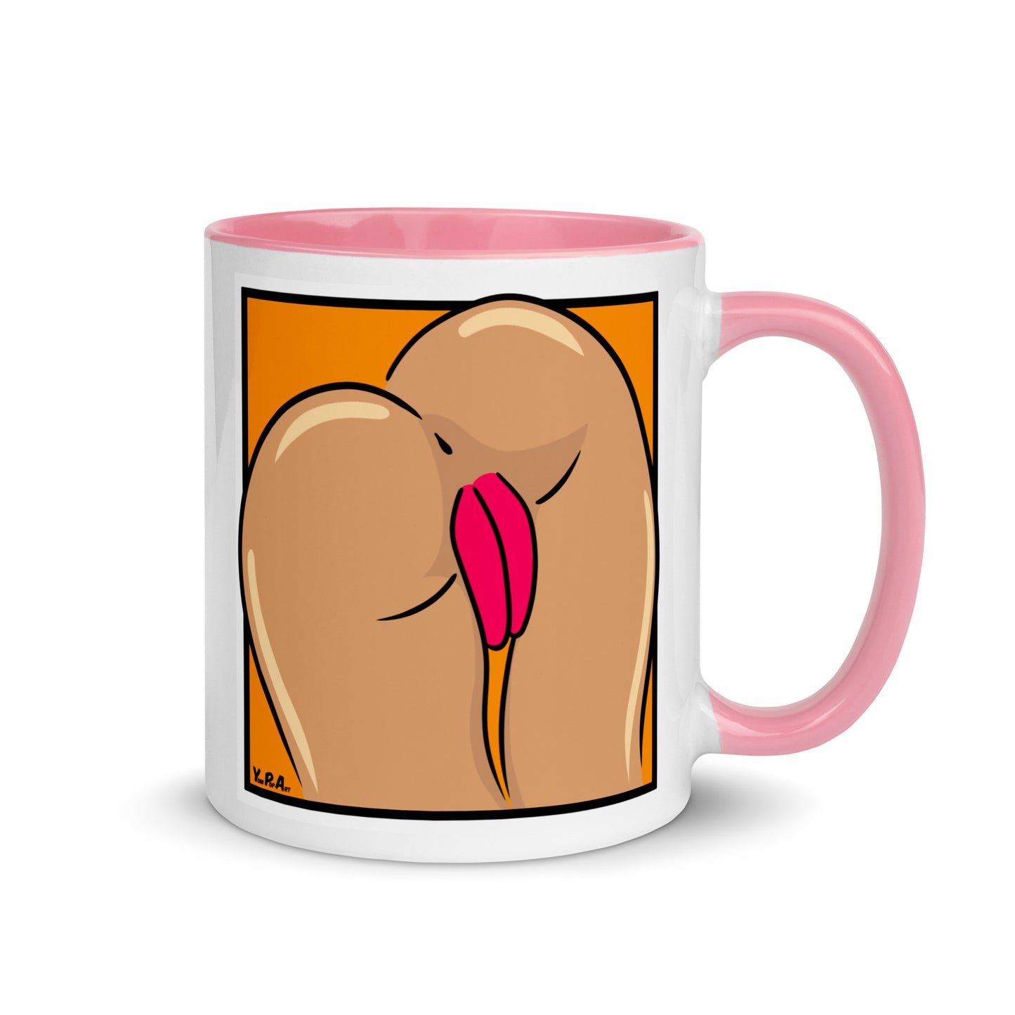 Tasse YoniPopArt "Backside #4 on orange" mit farbiger Innenseite