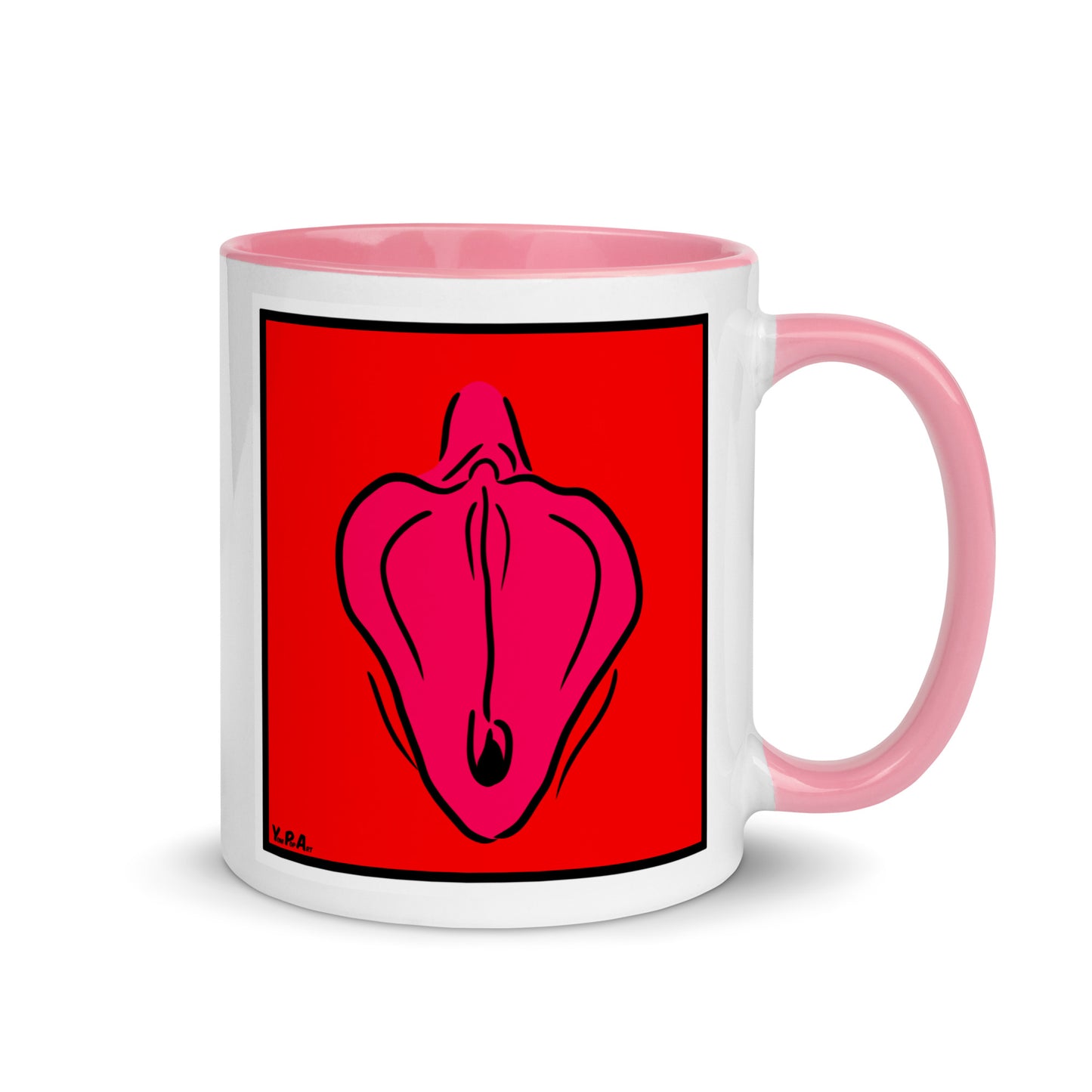 Tasse YoniPopArt "Flaps on red" mit farbiger Innenseite