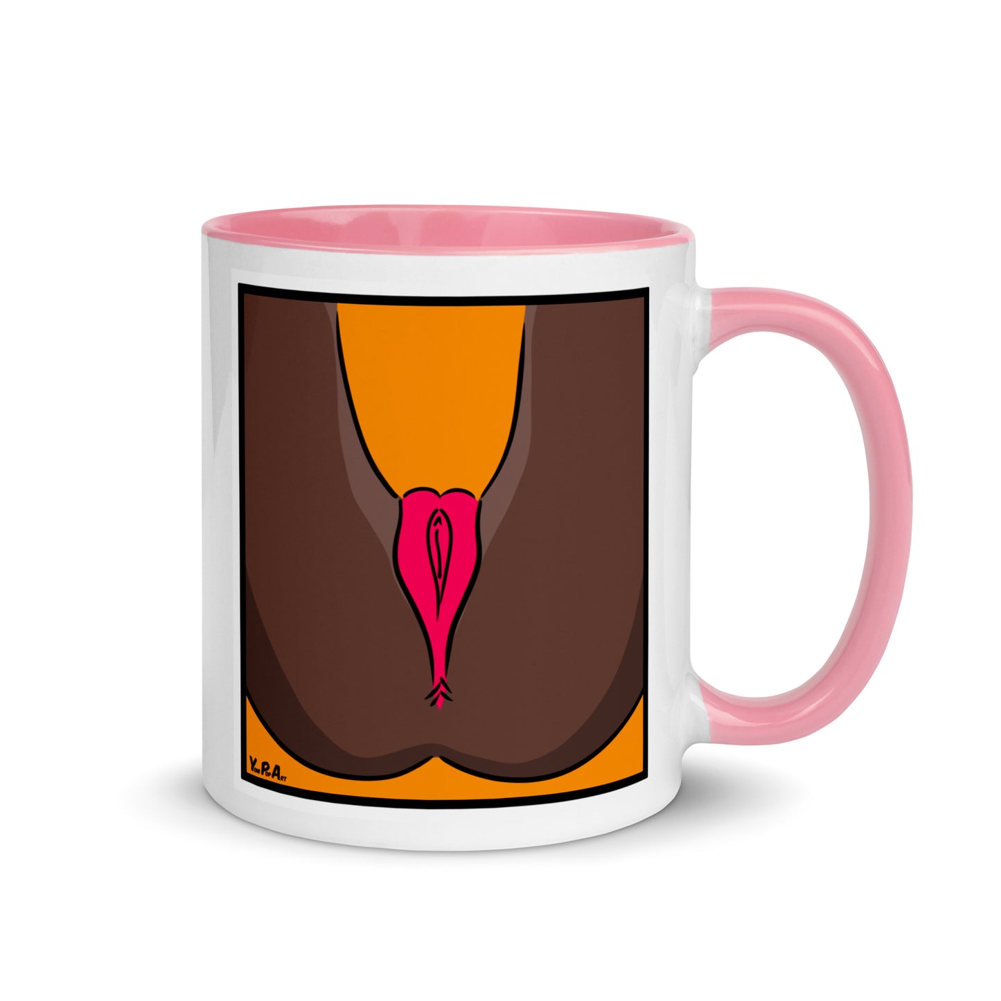 Tasse YoniPopArt "Backside #5 on orange" mit farbiger Innenseite
