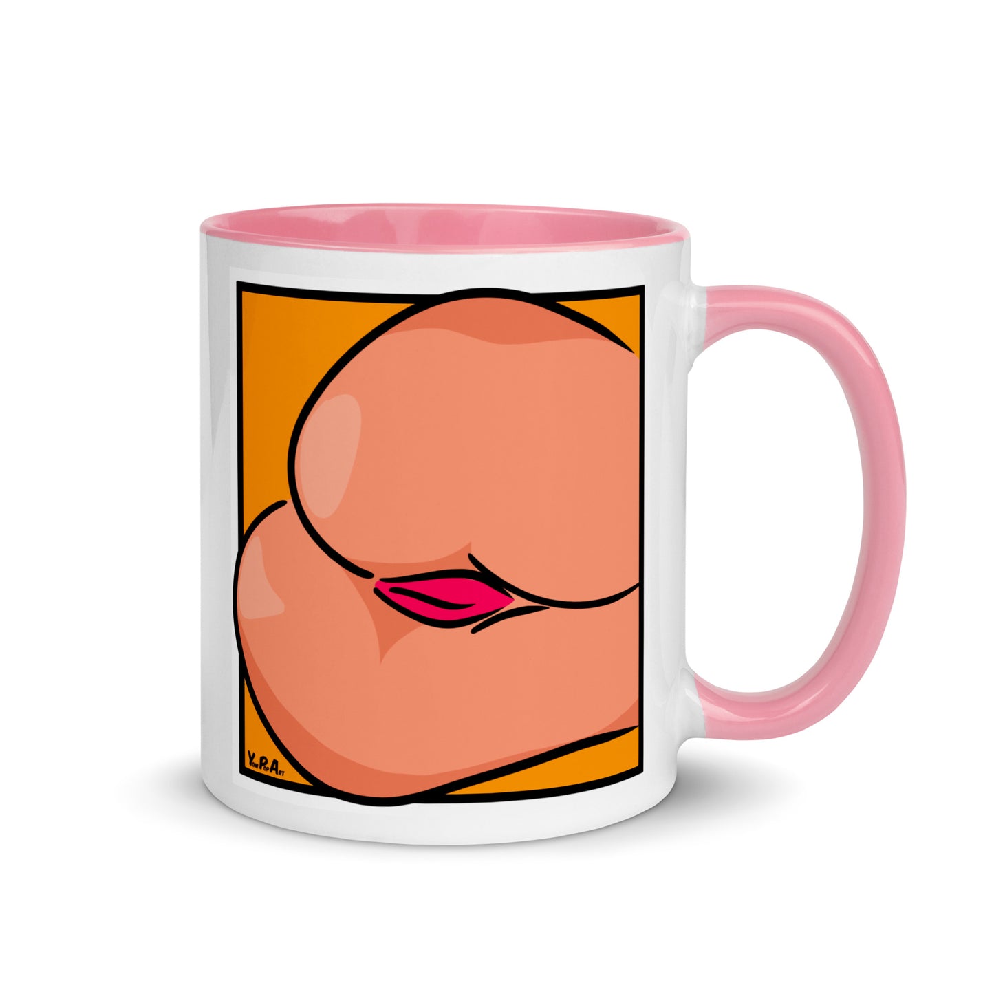 Tasse YoniPopArt "Backside #3 on orange" mit farbiger Innenseite