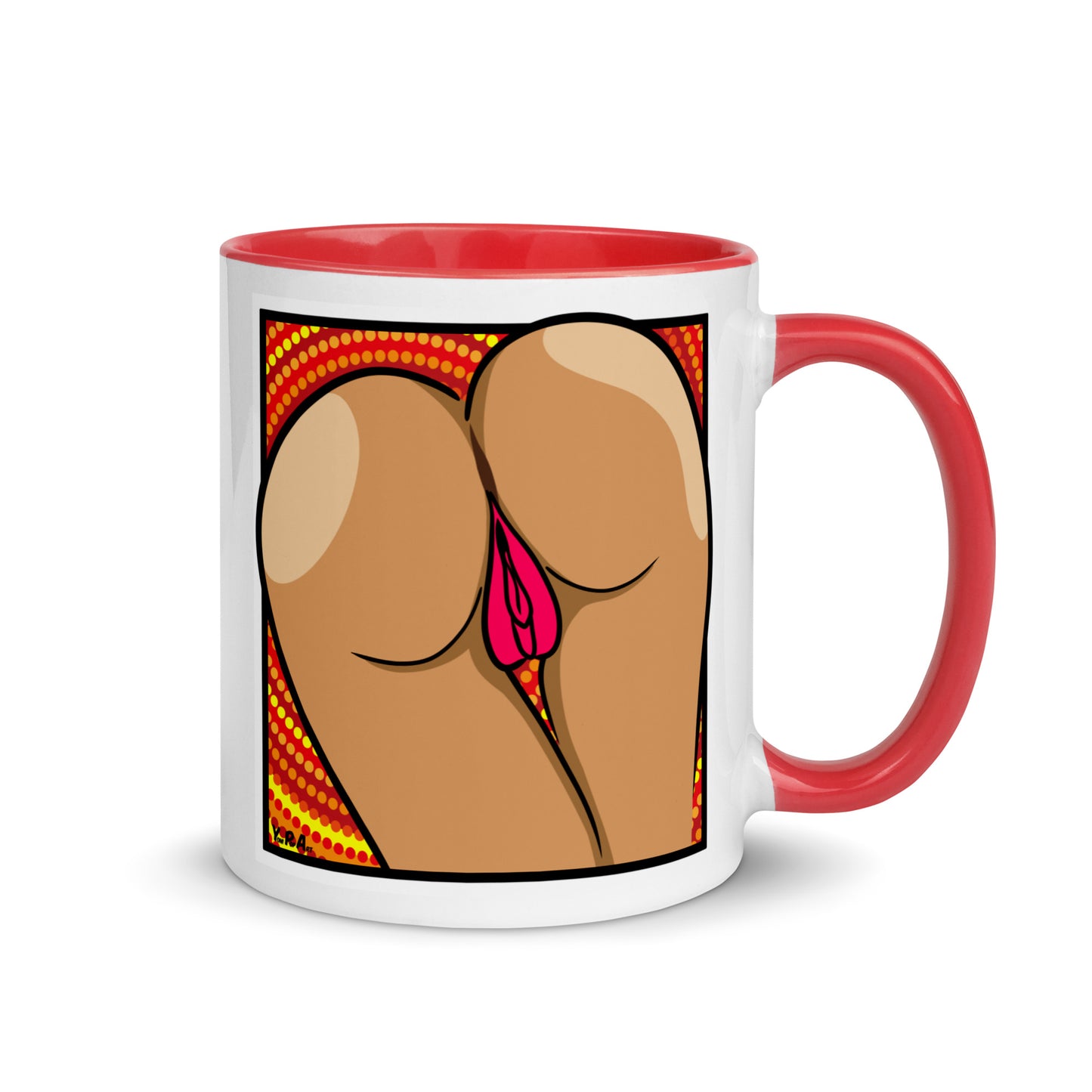 Tasse YoniPopArt "two lips backside" mit farbiger Innenseite