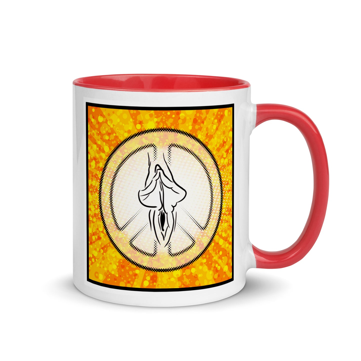 Tasse YoniPopArt "Peace" mit farbiger Innenseite