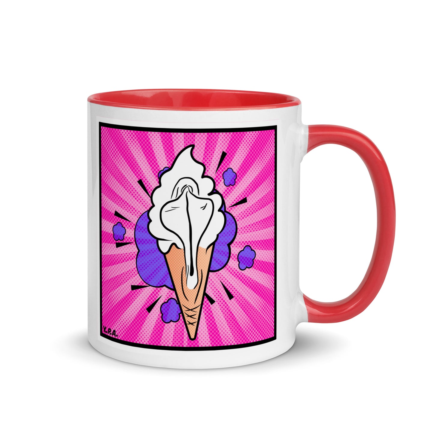 Tasse YoniPopArt "lick' it" mit farbiger Innenseite