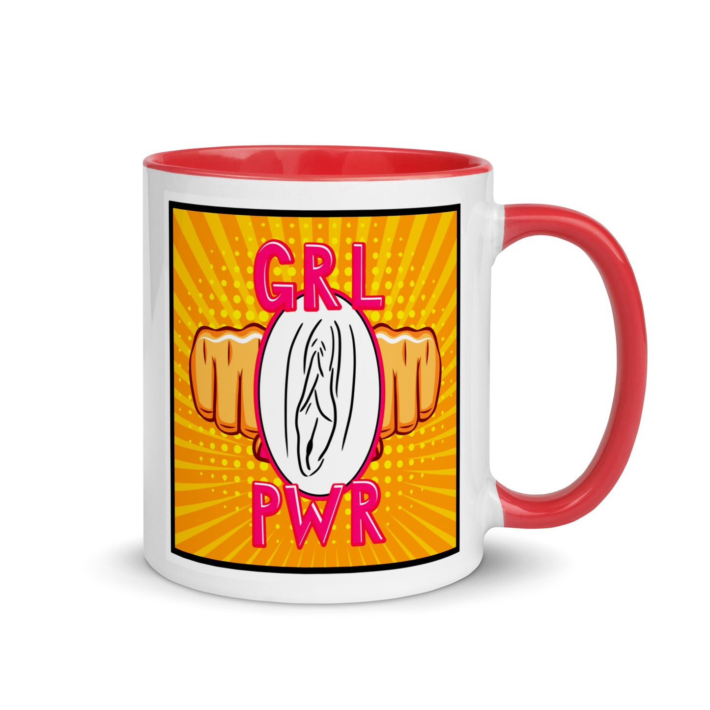 Tasse YoniPopArt "GRLPWR" mit farbiger Innenseite