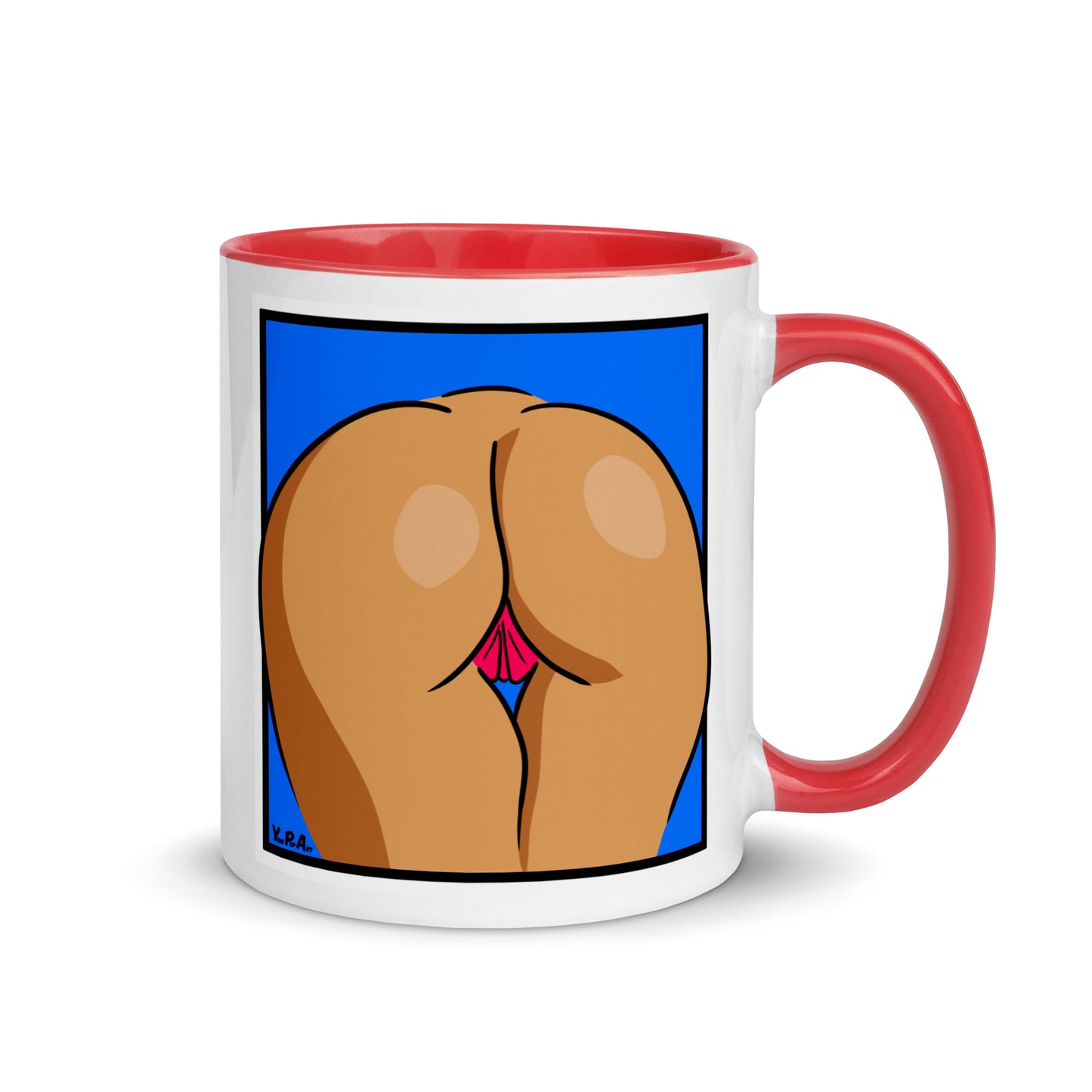 Tasse YoniPopArt "Backside on blue 1" mit farbiger Innenseite