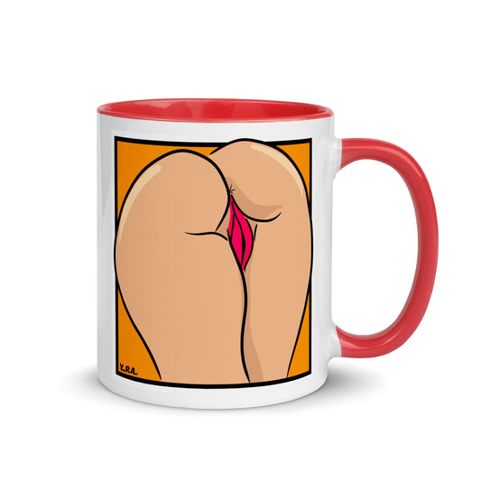 Tasse YoniPopArt "Backside on orange" mit farbiger Innenseite