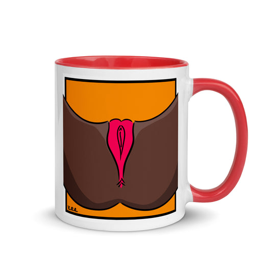 Tasse YoniPopArt "Pink on orange" mit farbiger Innenseite