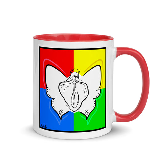 Tasse YoniPopArt "Butterfly on mixed colours" mit farbiger Innenseite