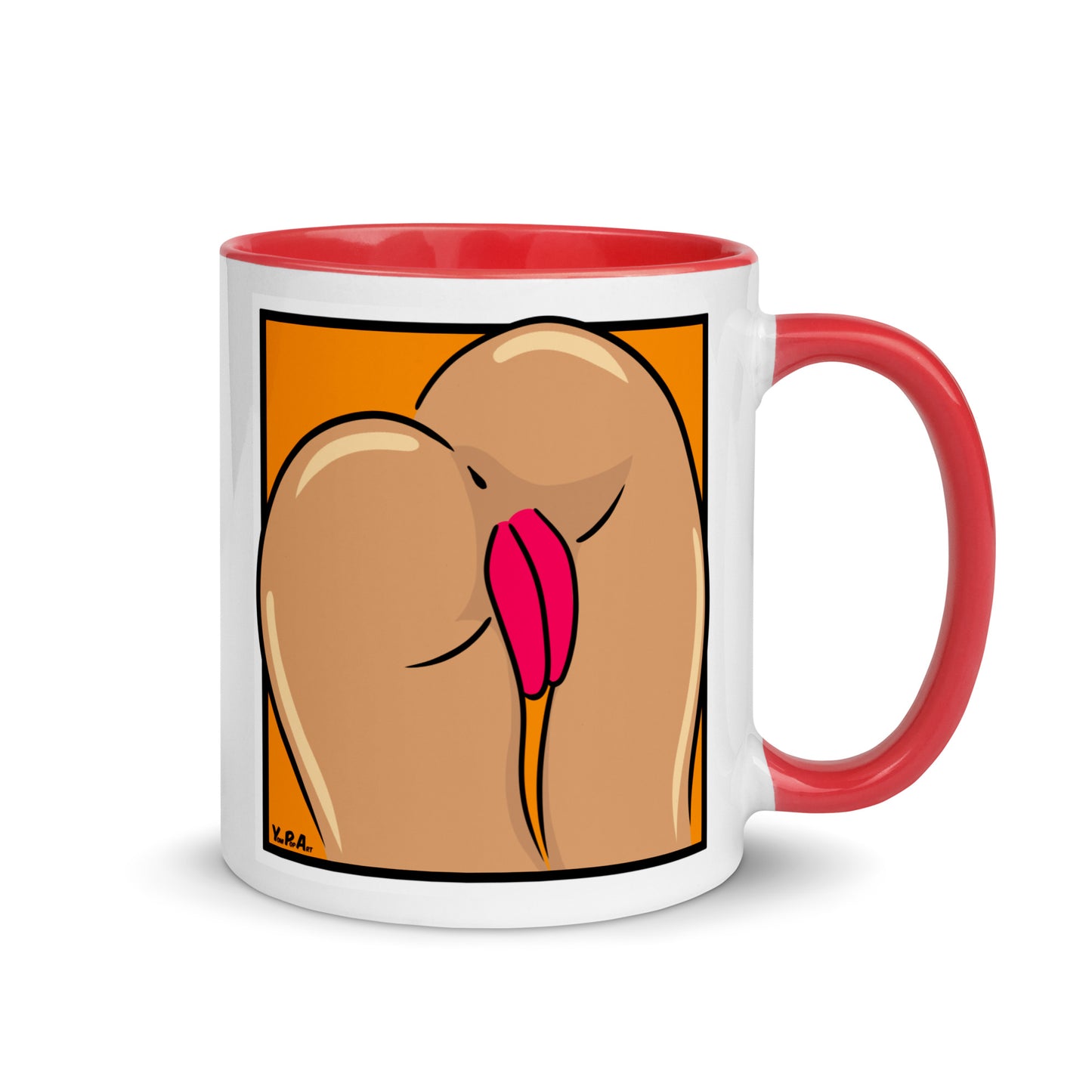Tasse YoniPopArt "Backside #4 on orange" mit farbiger Innenseite