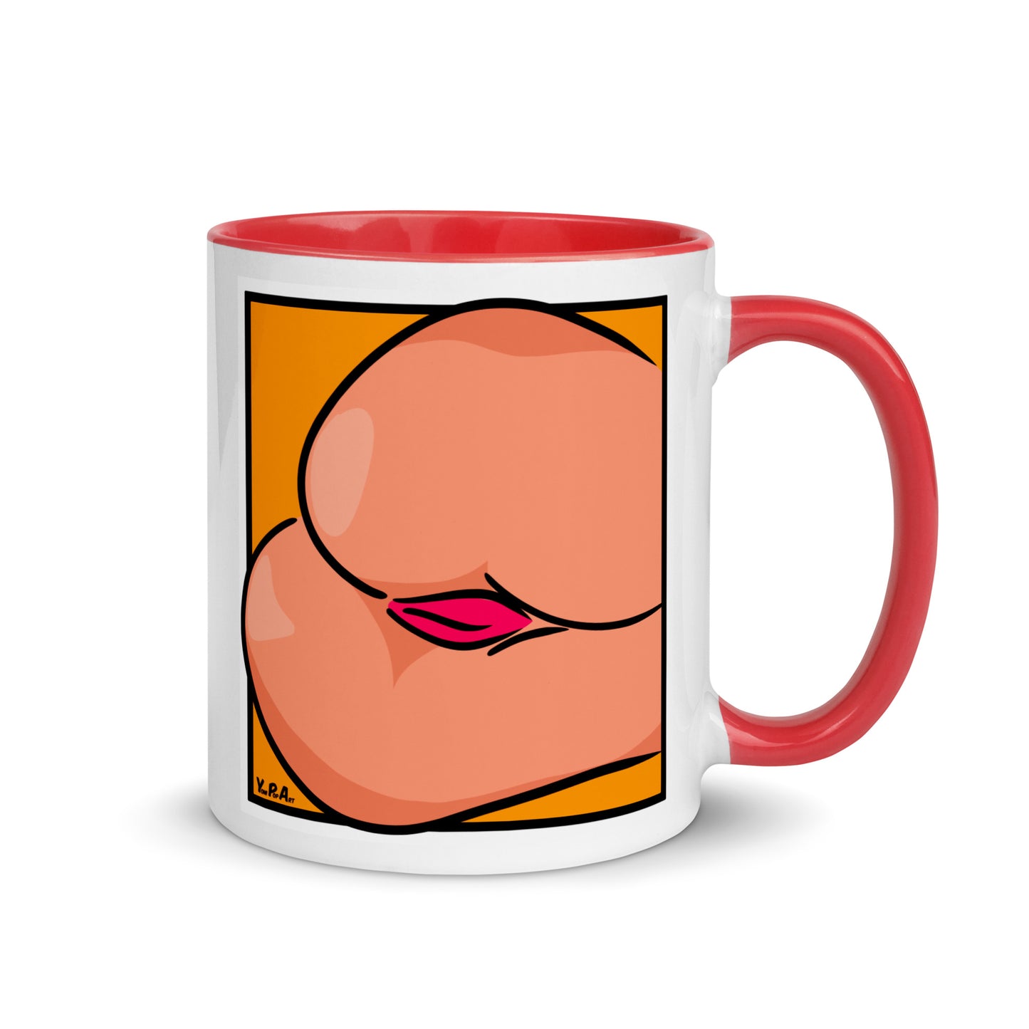 Tasse YoniPopArt "Backside #3 on orange" mit farbiger Innenseite