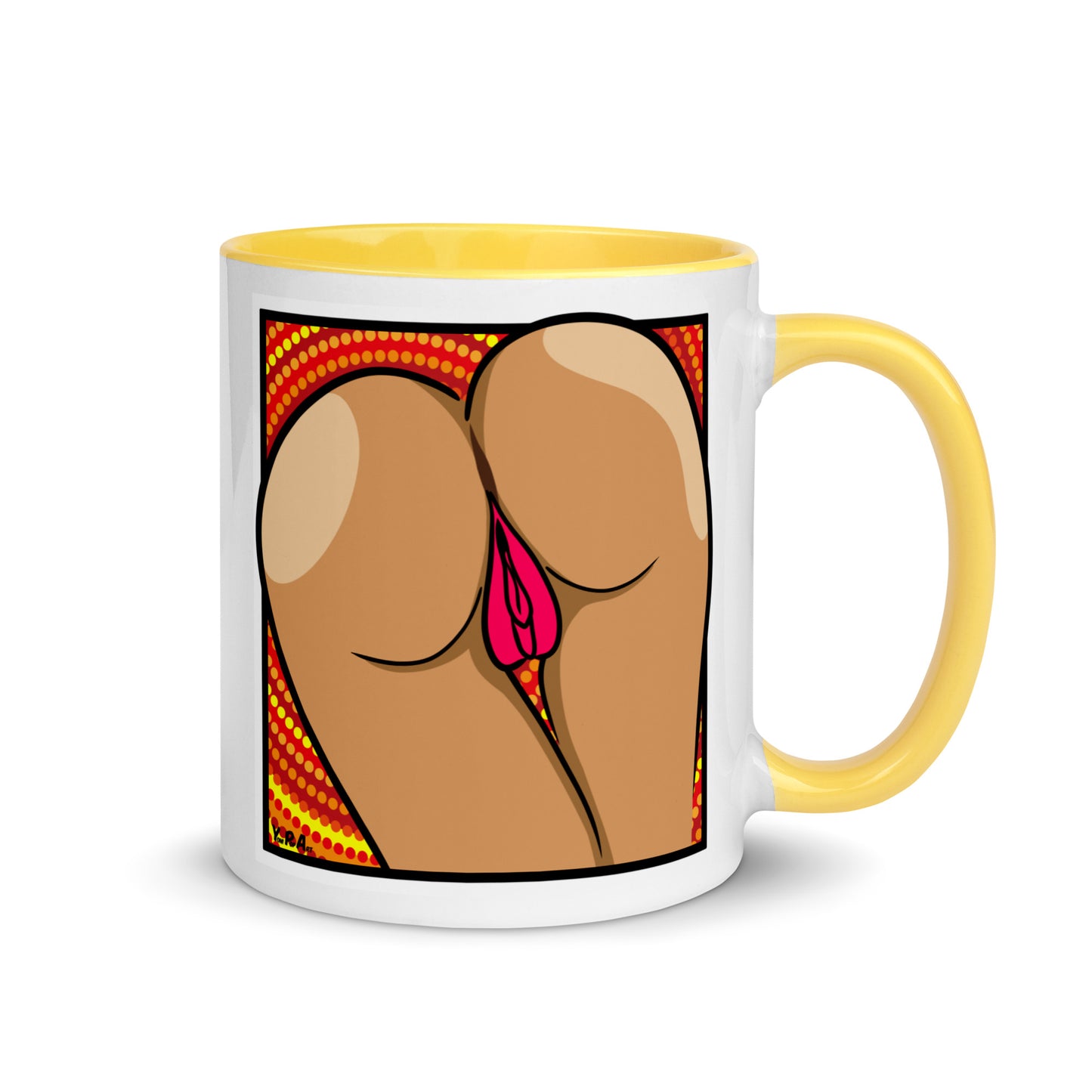 Tasse YoniPopArt "two lips backside" mit farbiger Innenseite