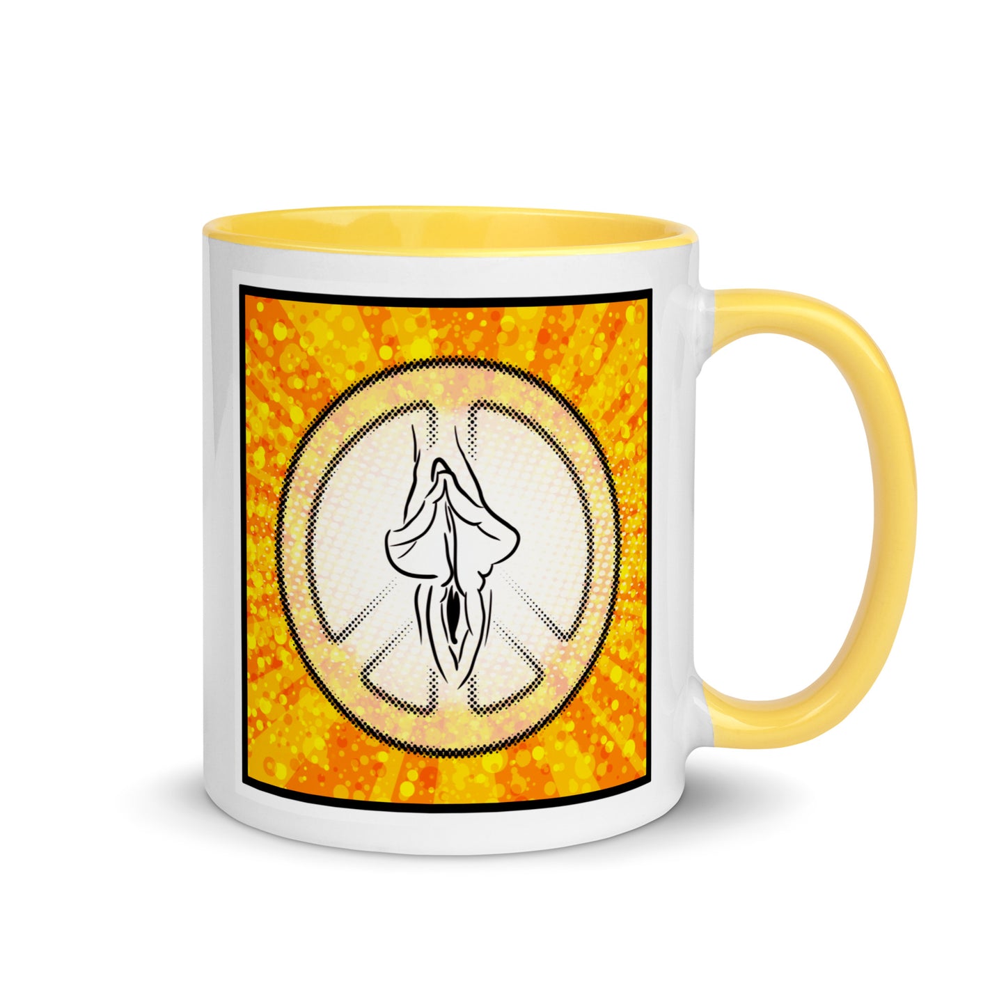 Tasse YoniPopArt "Peace" mit farbiger Innenseite