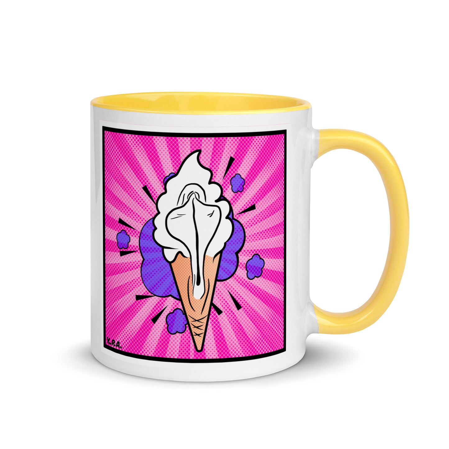 Tasse YoniPopArt "lick' it" mit farbiger Innenseite