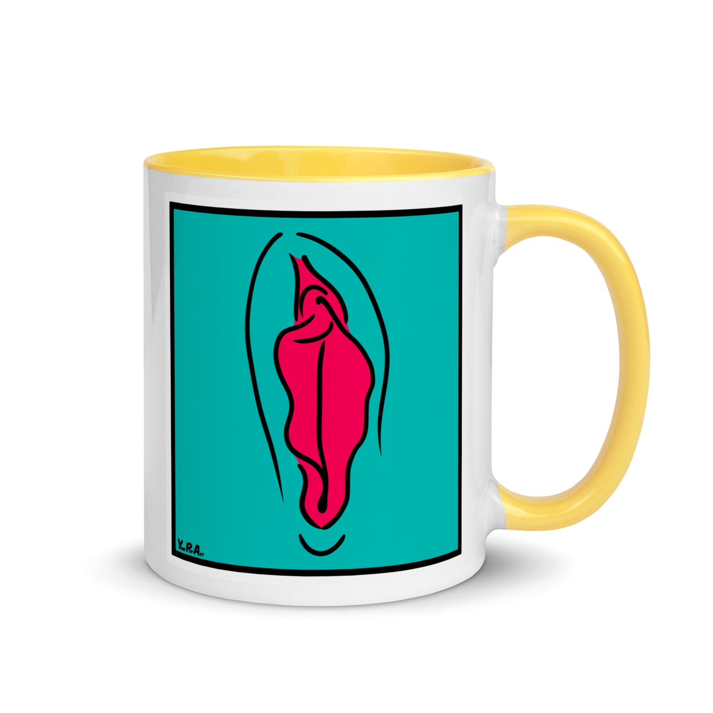 Tasse YoniPopArt "Pink on inverse colour" mit farbiger Innenseite