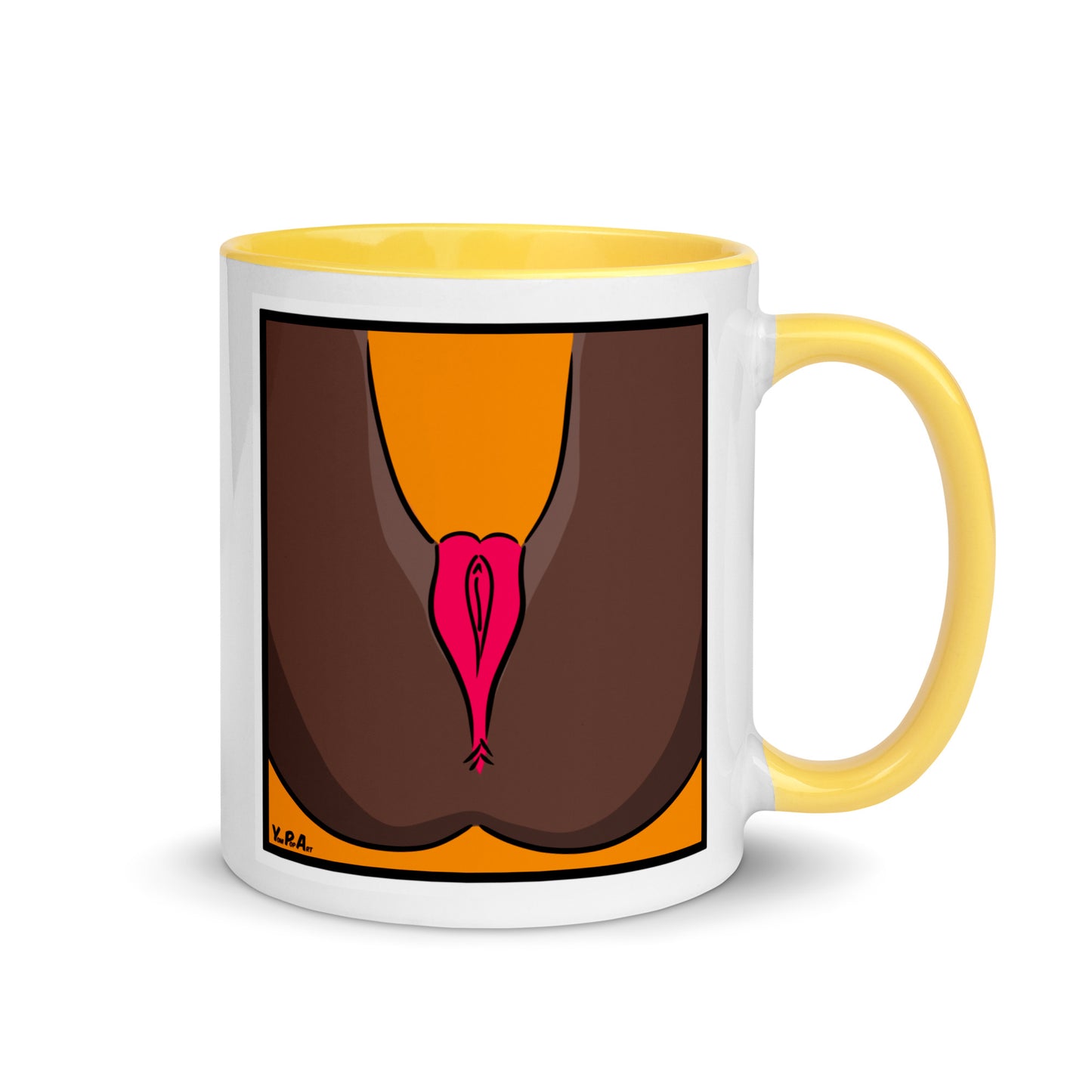 Tasse YoniPopArt "Backside #5 on orange" mit farbiger Innenseite
