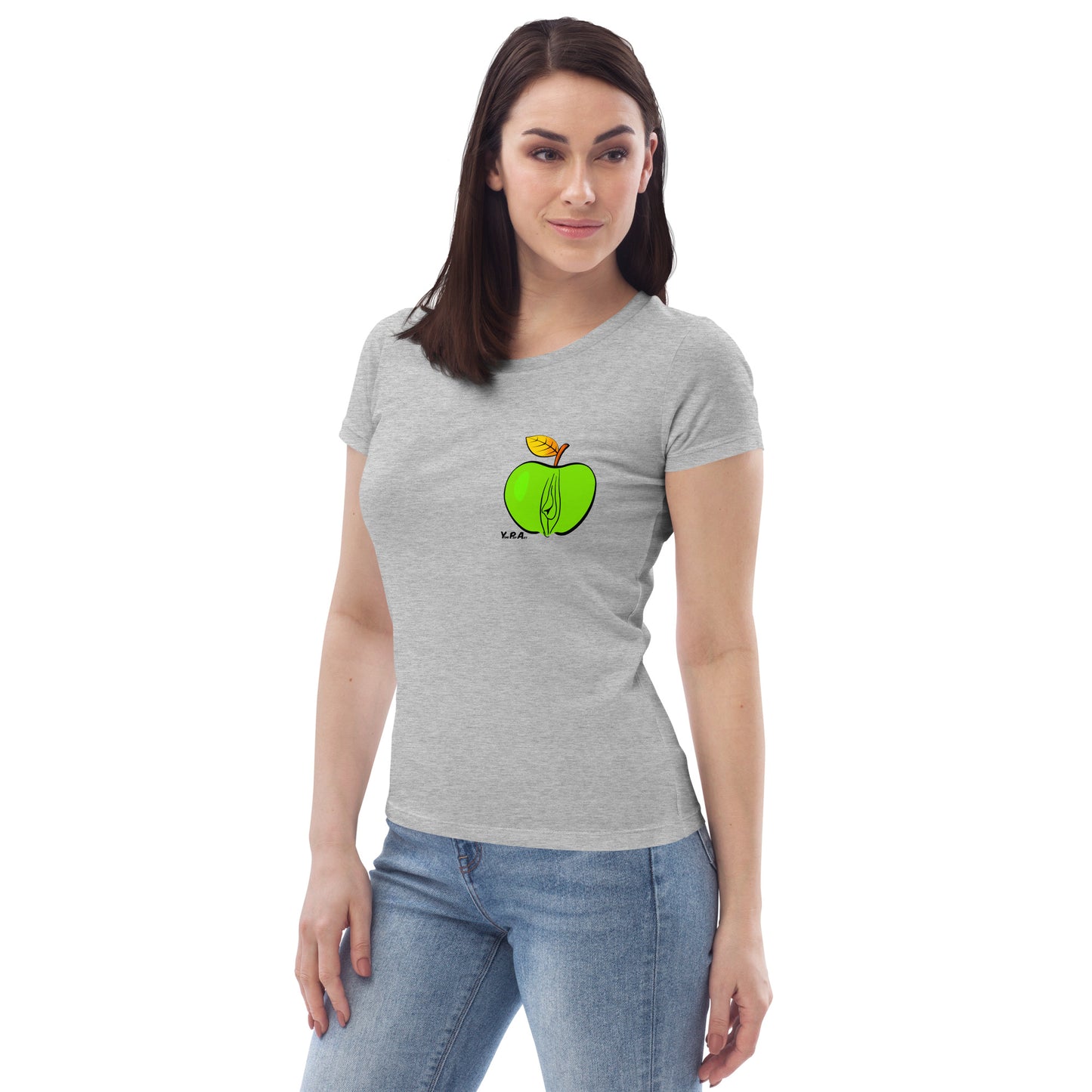 Enganliegendes Öko-T-Shirt "YoniPopArt Apple"
